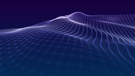 Technology abstract background. Image of the loose waves of points. Big data. 3D rendering