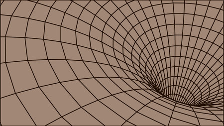 Vector illustration. 3D corridor mesh. Frame tunnel.