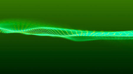 Abstract background. Futuristic dots background with a dynamic wave. Wave of particles. 3d rendering