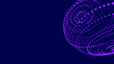 Abstract color sphere made of points. Visualization connecting dots with glowing effect. 3d.