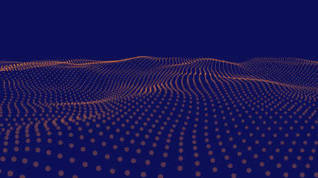 Abstract dinamic wave of dots. 3D futuristic illustration.のイラスト素材