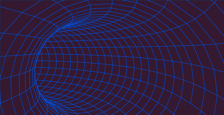Abstract illustration. 3D corridor mesh. Frame tunnel.のイラスト素材