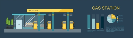 Gas filling station. Energy element in flat illustration.のイラスト素材