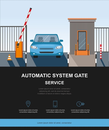 Automatic Rising Up Barrier, automatic system gate for security.のイラスト素材