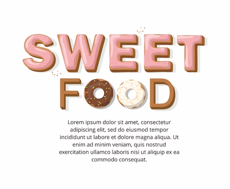Glazed cookie Font Concept . Delicious Letters isolated on white background. Vector Illustrationのイラスト素材