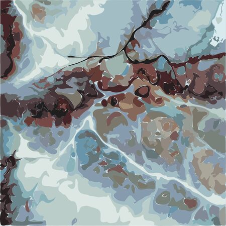 Abstract art background in blue tones with brown lines. Vectorのイラスト素材