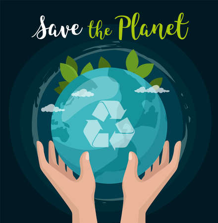 Save the Planet. Hand hold earth globe isolated on space.のイラスト素材