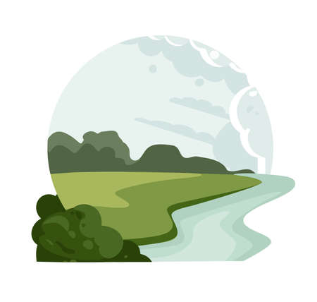 Landscape logo. Valley River icon. Vectorのイラスト素材
