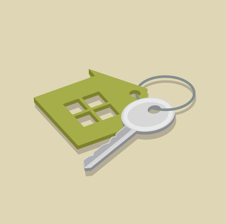 Green House and key. 3d illustration iconのイラスト素材