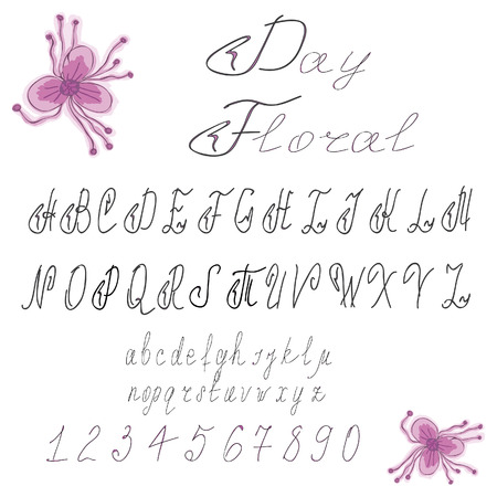 illustration, floral alphabet  isolated on a white background.title alphabet1のイラスト素材