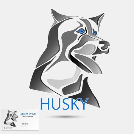 illustration, grey husky abstract head.のイラスト素材