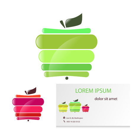 Vector illustration, colored abstract apple card.のイラスト素材