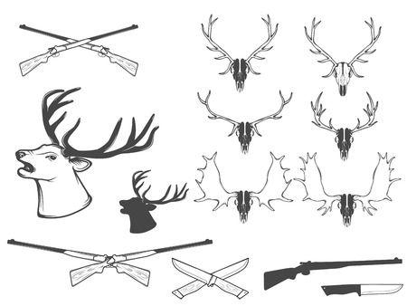 Vector illustration,set of hunting attributes.のイラスト素材