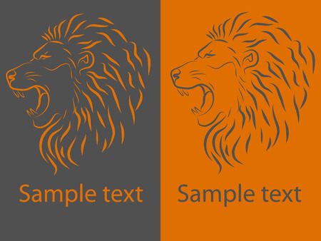 Vector illustration, roaring lion head.のイラスト素材