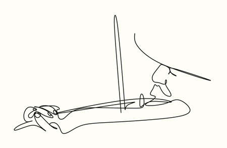 A violin in the hands of a musician is a continuous one line drawing of a vector musical instrumentのイラスト素材