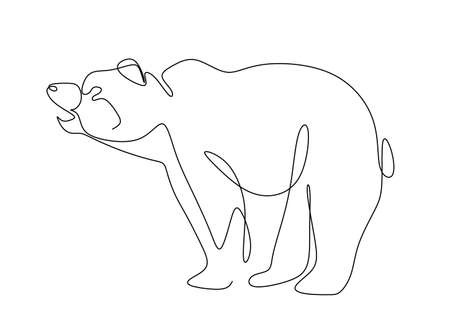 continuous line drawing of a bear close-upのイラスト素材