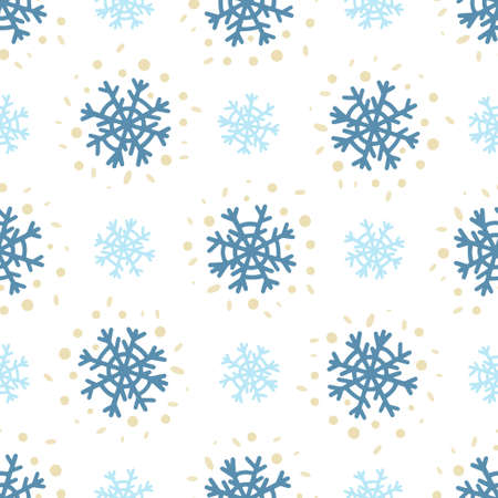 Colorful pattern with snowflakes on white background for textile print, design paper. Vector illustration ..のイラスト素材
