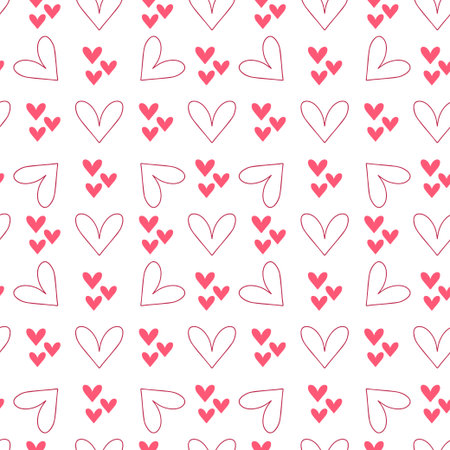 Cute pattern of Happy Mother's Day elements and text on a white background for textile designs or gift paper and bags. Vector illustration.のイラスト素材