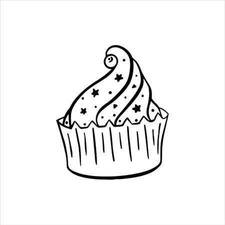 Hand drawn isolated cake element on white background for decorative design. Vector illustrationのイラスト素材