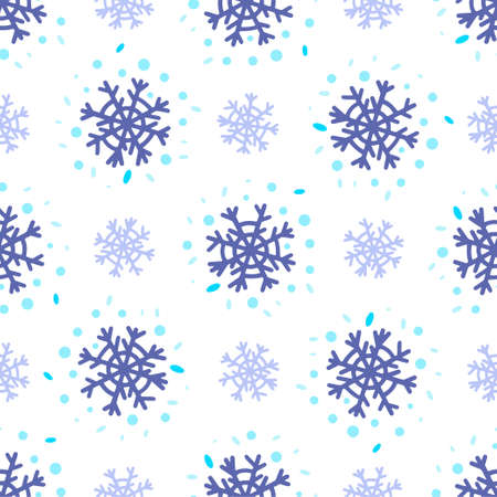 Colorful pattern with snowflakes on white background for textile print, design paper. Vector illustrationのイラスト素材