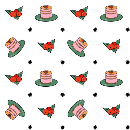 Color sweet cake and marmalade pattern in doodle technique for design. Vector illustration.