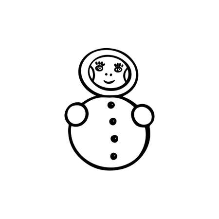 Line art illustration with black toys doodle element for print design.のイラスト素材