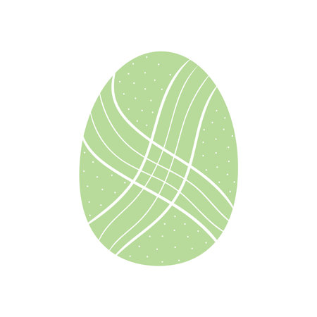 Beautiful illustration with white color ornament green easter egg on white background. Vector illustration.のイラスト素材