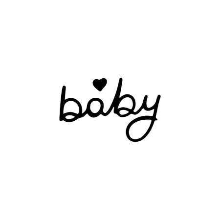 Isolated inscription baby with a heart in doodleのイラスト素材