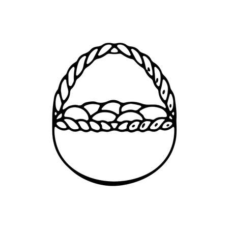 A large basket with Easter eggs in doodle style for various types of decoration, postcards, stickers.のイラスト素材
