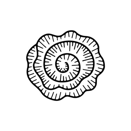 Cute isolated single flower element in doodle style for different types of decoration, postcards, stickers.のイラスト素材