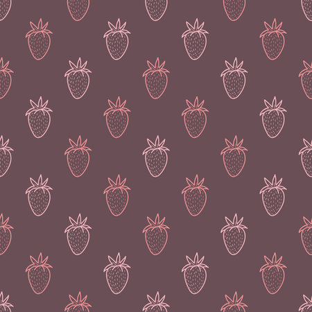 Cute pattern with sweet pink strawberries on burgundy background for the design of textiles, bed linen, child clothing, wrapping paper.のイラスト素材