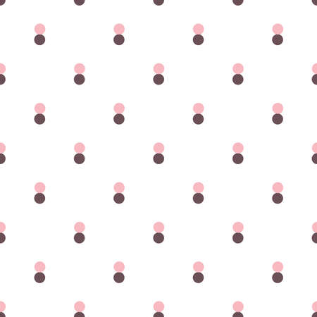 Simple geometric pattern with pink and brown circles on white background for the design of textiles, bed linen, child clothing, wrapping paper.のイラスト素材