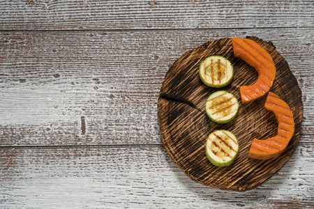Delicious grilled vegetable isolated on white backgroundの写真素材