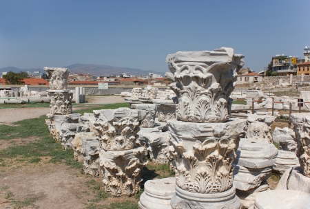 Corinthian capitals in Ancient Agora, Smirna  Izmir  Turkeyの写真素材