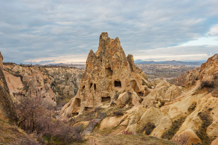 view of Cappadocia Goreme National Park in winter time (valley monasteries). rock church (Nunnery)