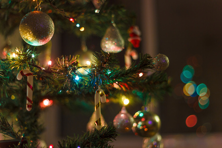 Christmas background with blur effect and bokehの写真素材