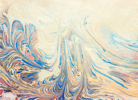 traditional Turkish Ebru technique. painting on water, followed by paper prints. natural paint usedの写真素材