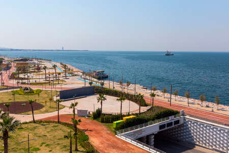 IZMIR, TURKEY â APRIL 12, 2020: Top view empty streets due to quarantine Coronavirus COVID-19. Izmir, Konak, Karantinaのeditorial素材