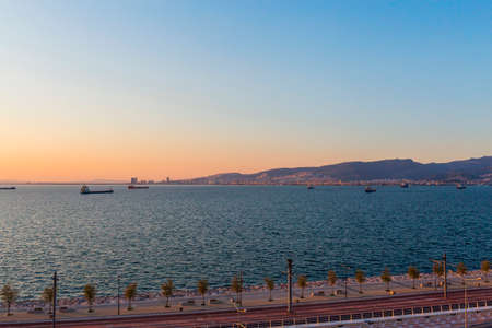 IZMIR, TURKEY â APRIL 12, 2020: Top view empty streets during sunset due to quarantine Coronavirus COVID-19. Izmir, Konakのeditorial素材