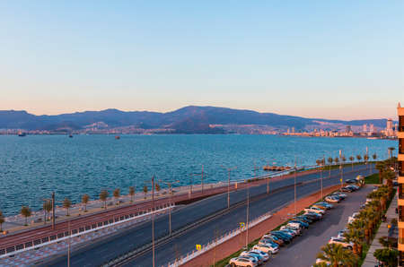 IZMIR, TURKEY â APRIL 12, 2020: Top view empty streets during sunset due to quarantine Coronavirus COVID-19. Izmir, Konakのeditorial素材