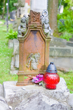 Vintage lamp on cemetery の写真素材