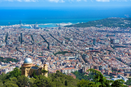 Panoramic view of Barcelona from Tibidabo, Spainの写真素材