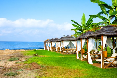 Gazebo on Mediterranean beach, Paphos. Cyprusの写真素材