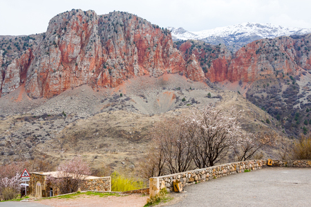 Red mountains, view from territory of monastery in Noravank. Armeniaの写真素材