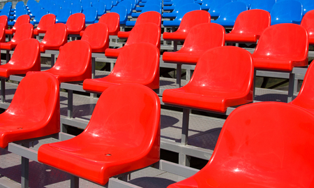 Plastic seats on stadiumの写真素材