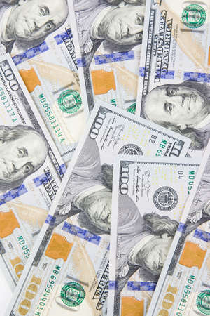 American money. New design US dollar as background. Top view. PIle of dollar cash. Paper backnotes concept.の写真素材
