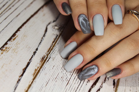 Beautiful idea for manicure on long nailsの写真素材