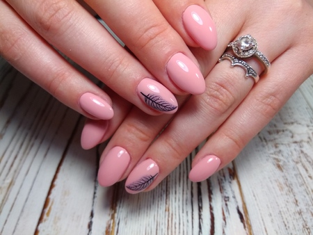 glamorous manicure of nails on beautiful female handsの写真素材
