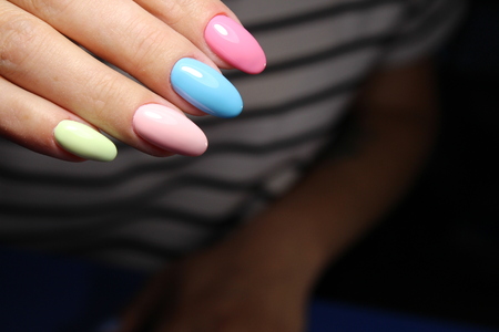 glamorous manicure of nails on beautiful female handsの写真素材