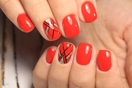 fashion manicure nails on white textural background